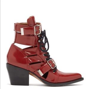 Chloé Women's Red Rylee Leather Ankle Boots